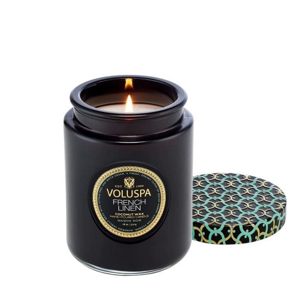 ⁦נר ריחני בצנצנת זכוכית‏ 510 גרם - French Linen VOLUSPA⁩ – תמונה ⁦3⁩