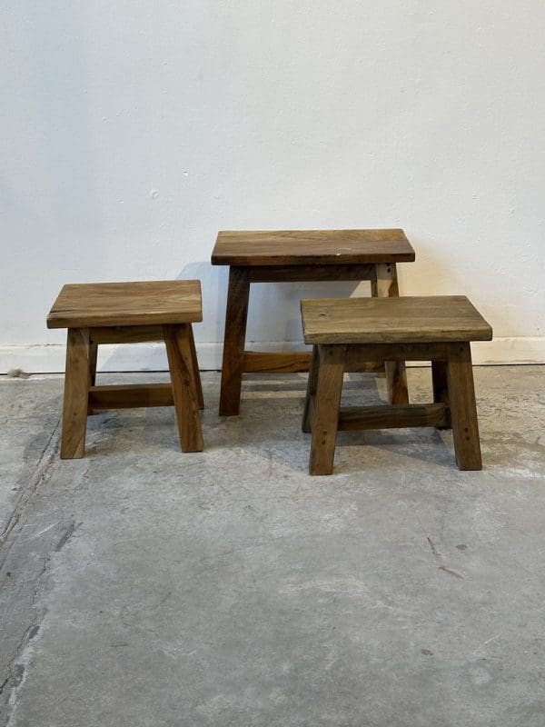 ⁦שרפרף עץ טיק 30x26 – בעבודת יד מאינדונזיה⁩ – תמונה ⁦6⁩