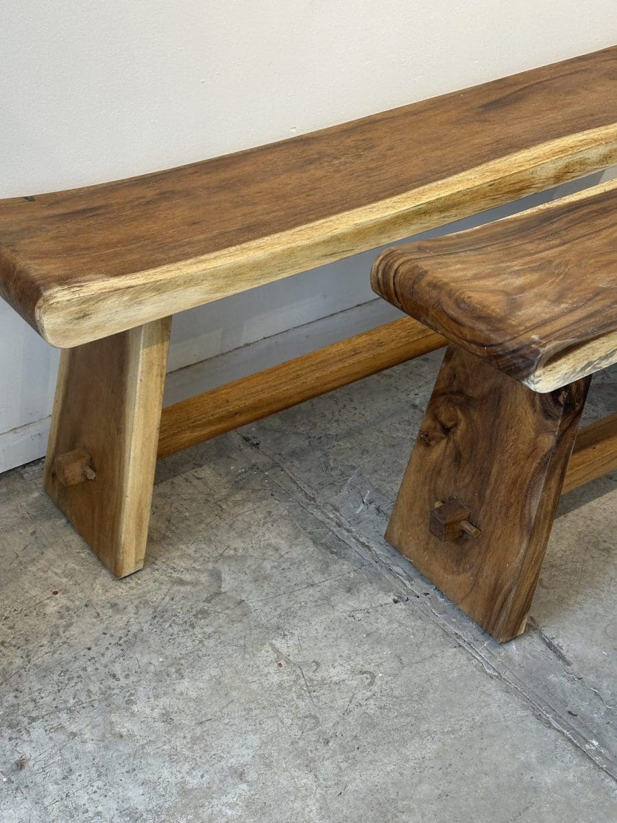 ספסל Sim מעץ סואר – בעבודת יד | 120 ס״מ – תמונה 3