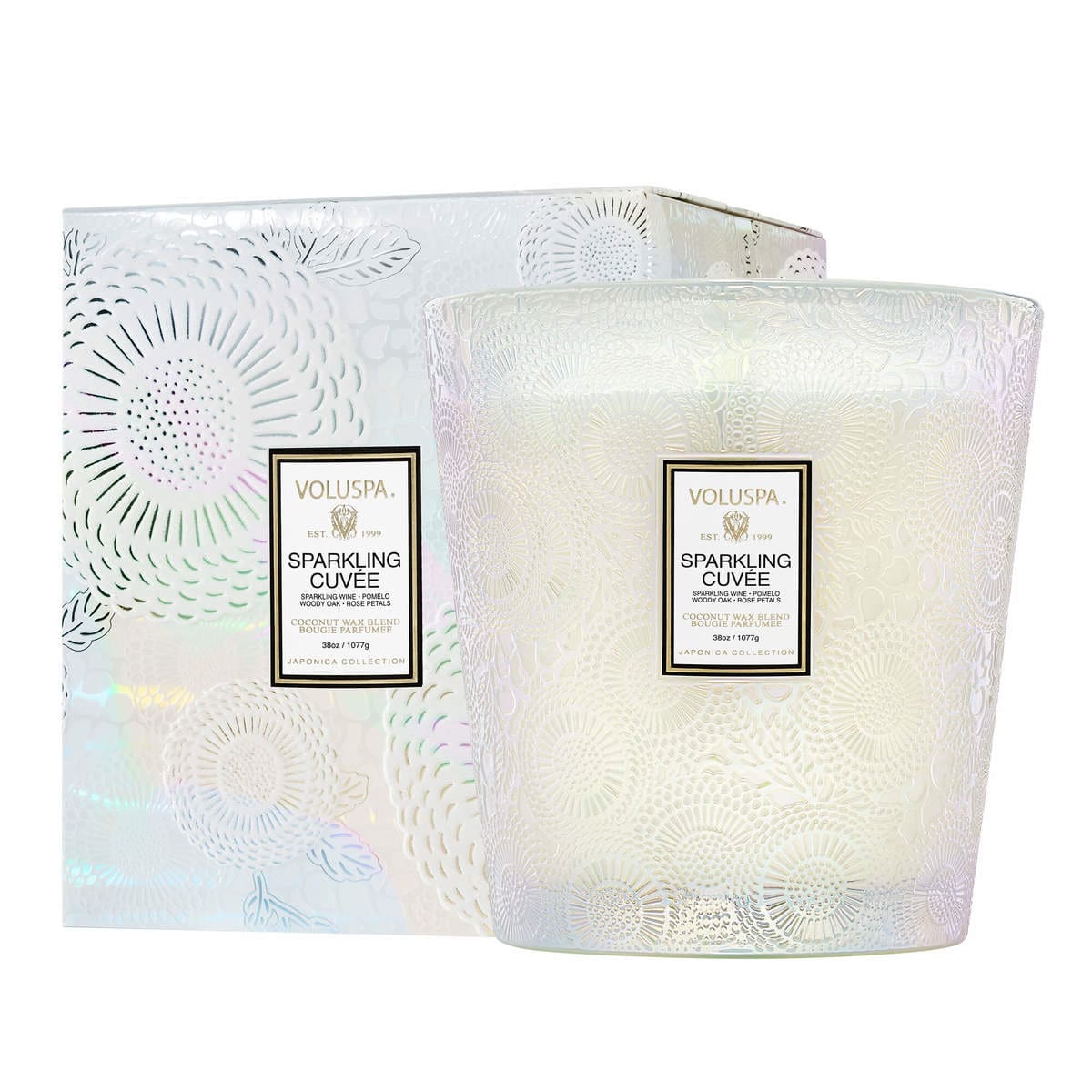 נר גדול 3 פתיליות 1070 גרם - SPARKLING CUVÉE VOLUSPA – תמונה 3